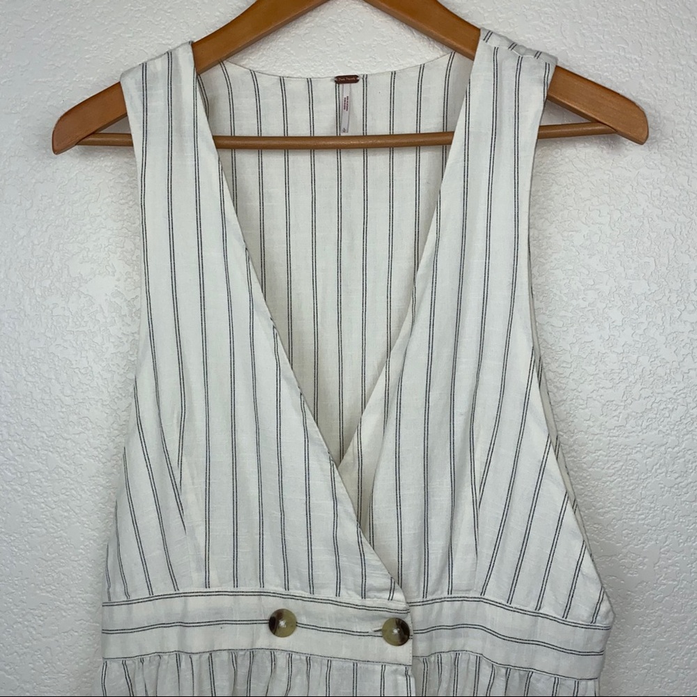 Free People Wrap Pinstripe Cotton Midi Dress - Picture 8 of 14